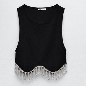 Zara rhinestone fringe crop top